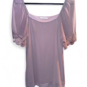 Lavender Charlotte Russe off the shoulder top with lace detail